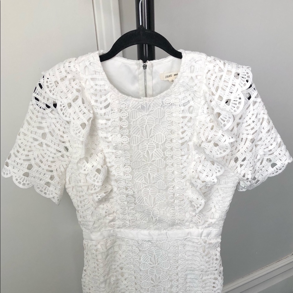 Red Dress Boutique - White Lace tea length dress